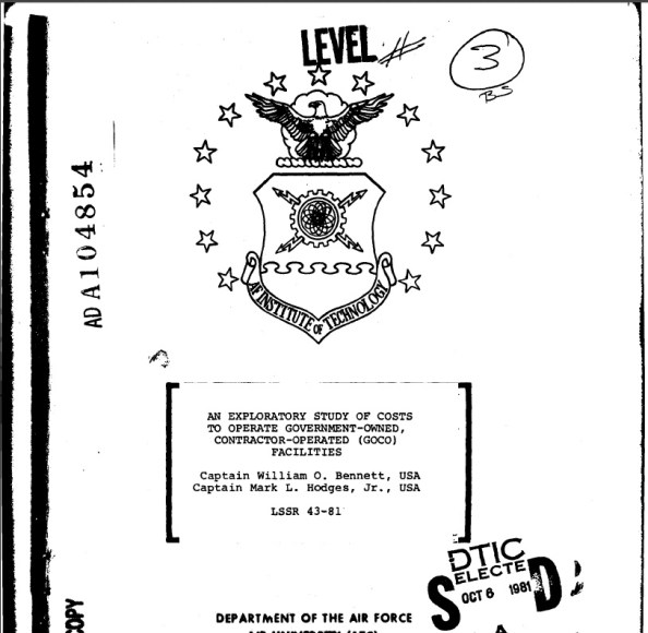 The GOCO concept is nothing new as illustrated by this US Air Force 1981 Study