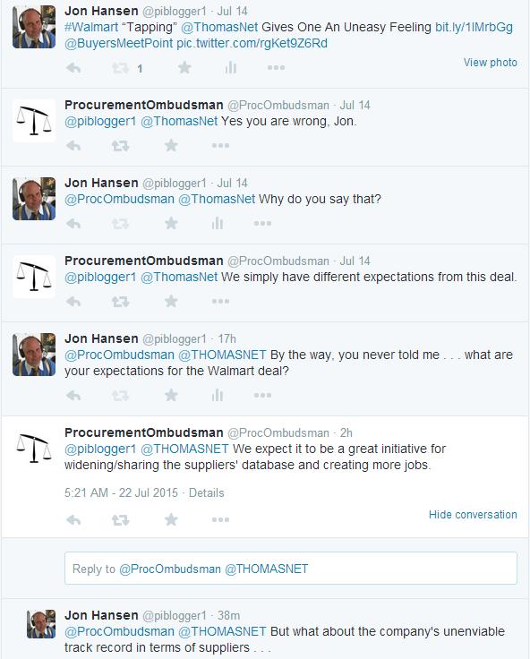 ThomasNet Walmart Twitter Exchange