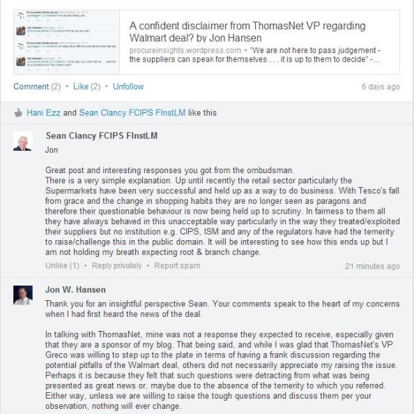 Walmart LinkedIn Comments