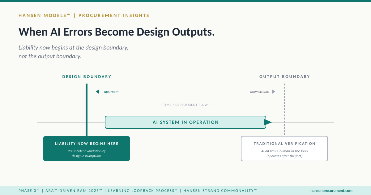 When AI Errors Become Design Outputs: Why Pre-Incident Validation Is the Architecture That Matters Now